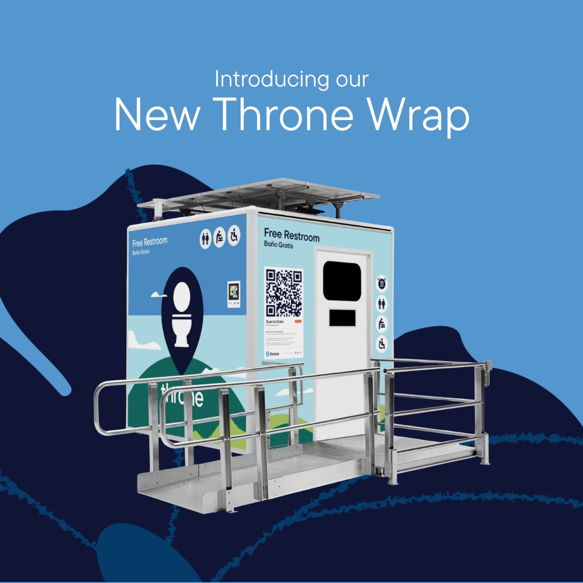 ThroneBathrooms's tweet photo. The glow-up continues✨ Our refreshed wrap is here! It's warm, welcoming, &amp; inspired by the parks and public spaces where our communities come together. Now with @navilens codes to guide the blind and low vision to a clean, safe restroom #publicrestroomaccess #accessiblerestroom https://t.co/GioBoxbR2S