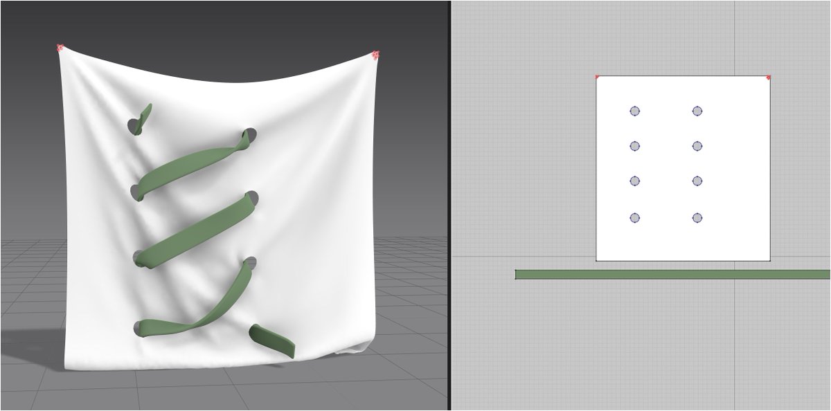 2003Horimon's tweet image. 最新のMarvelous Designer 2026.0でレースツールを使用してみましたが、すごく簡単に紐を通すことができます。
シュミレーションも安定しており、これは良いですね。
#marvelousdesigner