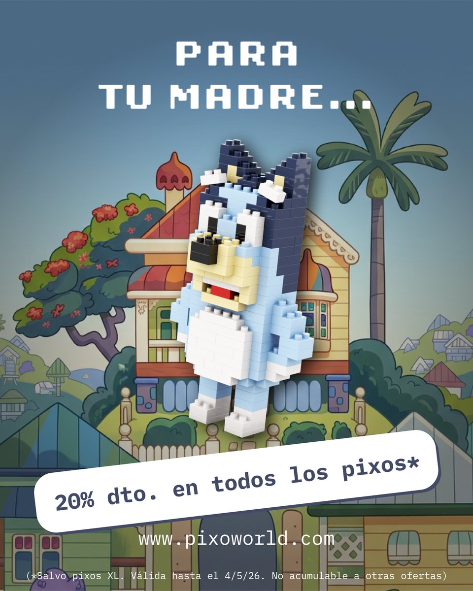 pixoworld's tweet image. Para ella ❤️… o para otra persona 😅: prepara el #DíadelaMadre con un 20% de descuento en todos* los pixos 👉 pixoworld.com

#oferta #promo

(*Salvo pixos XL. Válida hasta el 4/5/26. No acumulable a otras ofertas)