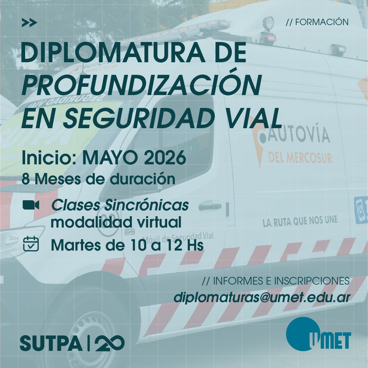 sutpapeajes's tweet photo. Ya se encuentra abierta la inscripción a la Diplomatura de Profundización en Seguridad Vial, dictada por la Universidad Metropolitana para la Educación y el Trabajo (UMET) .

📩 Consultá requisitos e inscripción escribiendo a: diplomaturas@umet.edu.ar https://t.co/MqyWLvEb8n