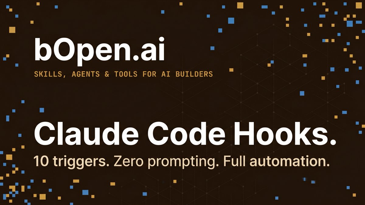 bOpen_AI's tweet photo. Claude Code Hooks are the most underused feature in the agentic stack.

Every time Claude touches a file, runs a command, or sends a message, you can fire a shell script.

Before the action. After the action. Both.

No prompting. No babysitting. Just clean automation. https://t.co/WcjcN3Psbr