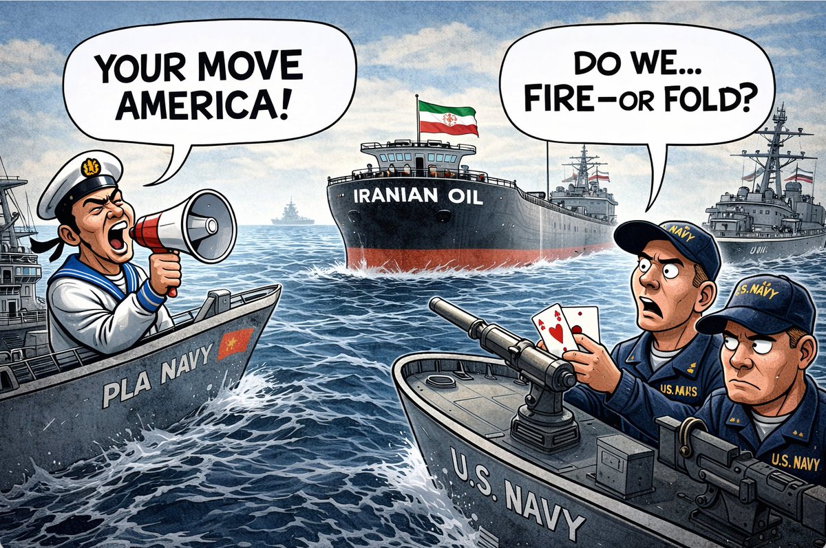 aeberman12's tweet image. What happens if the Chinese navy escorts its purchases of Iranian oil out of the Gulf?

Does the U.S. fire—or fold?

That’s the risk baked into this blockade. 

#Oil #Geopolitics #Energy