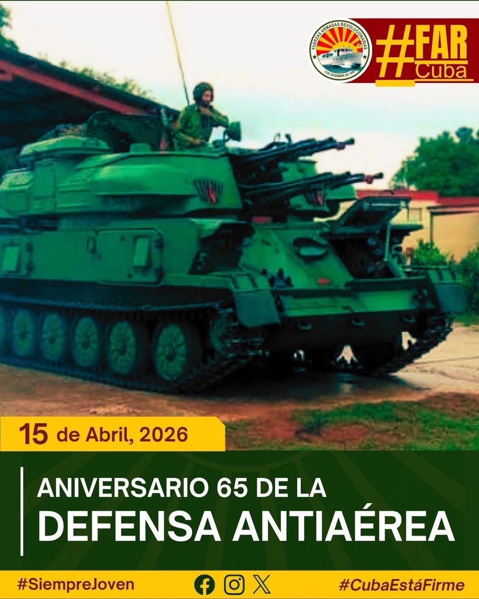 Muchas felicidades a los combatientes de la defensa antiaérea. 

Ejemplo de preparación, disciplina y entrega. Desde las gloriosas jornadas de Playa Girón. 

#TenemosMemoria
#MatancerosEnVictoria