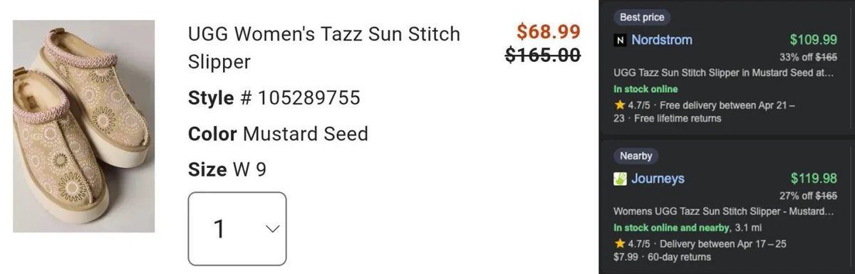 Pricerrors's tweet image. LOWEST PRICE EVER ON UGG SLIPPERS @ URBAN OUTFITTERS 

$68.99 at checkout (Orig. $165)

Must sign up for a free UO Rewards account

Nordstrom has the same pair for $109.99 

You're saving almost $100 just by making account 

go.pricingerrors.com/Rbt3Uu #ad