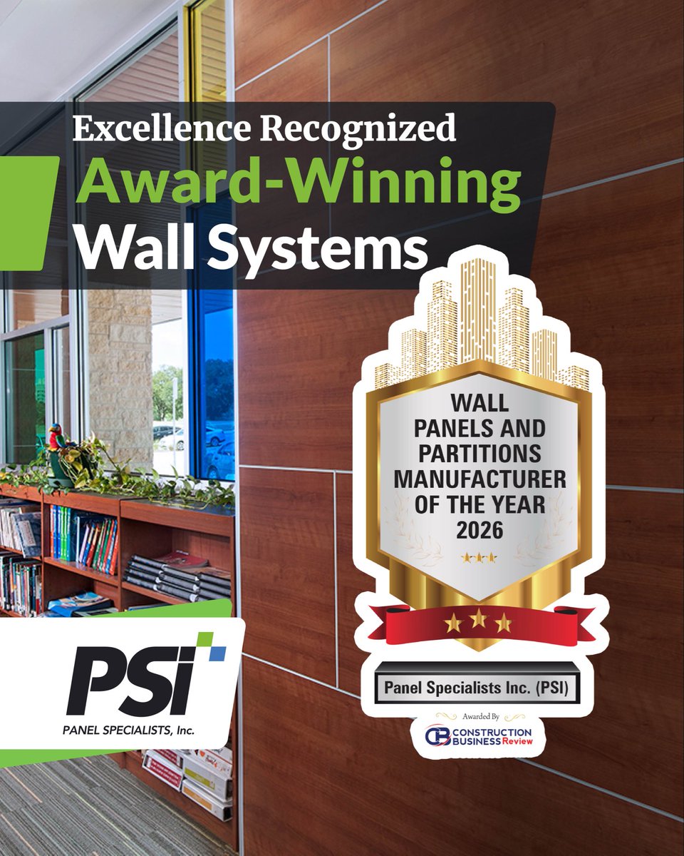 panelspec's tweet photo. A milestone worth celebrating! 

Panel Specialists, Inc. has been recognized as the Wall Panels and Partitions Manufacturer of the Year 2026 by Construction Business Review Europe!

For more information, please contact us at:
+1 800 947 9422
info@panelspec.com https://t.co/gPrvADvwRu