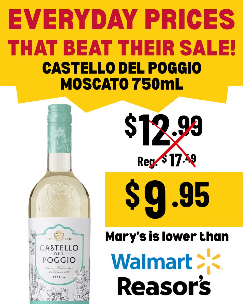 MarysLiquor's tweet image. @CdPoggio #Moscato is a sweet treat at a sweet price when you shop Mary's! Perfectly ripe grapes highlight the bright fruit expression of this delightful Moscato, beloved for its notes of fresh Orange Blossom, white peach and honey that lead to a crisp, lingering finish.