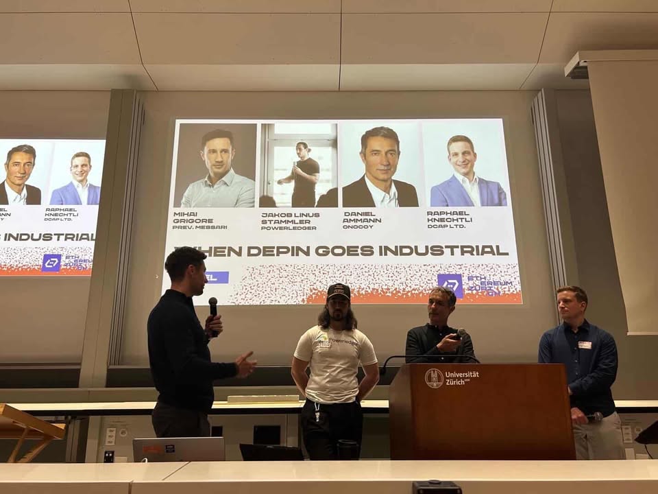 EthereumZurich's tweet image. Jakob Linus Stammler shared his growth expectations for the #DePIN industry at #EthereumZurich 2026, estimating a 5x increase in a bearish scenario and up to 50x in a bullish one over the coming years. A Panel with Daniel Ammann, Mihai Grigore, Jakob Stammler &amp;amp; Raphael Knechtli.