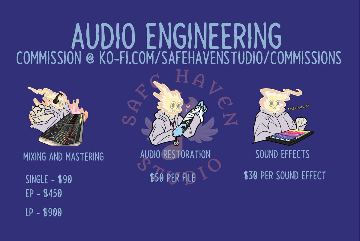 Softy_Music's tweet photo. Comms are open! Come on over to https://t.co/0E09lQa0SL to fulfill your audio needs! #audioengineering
#musicproduction #musicproducer #commissions https://t.co/knCGK3wYPa