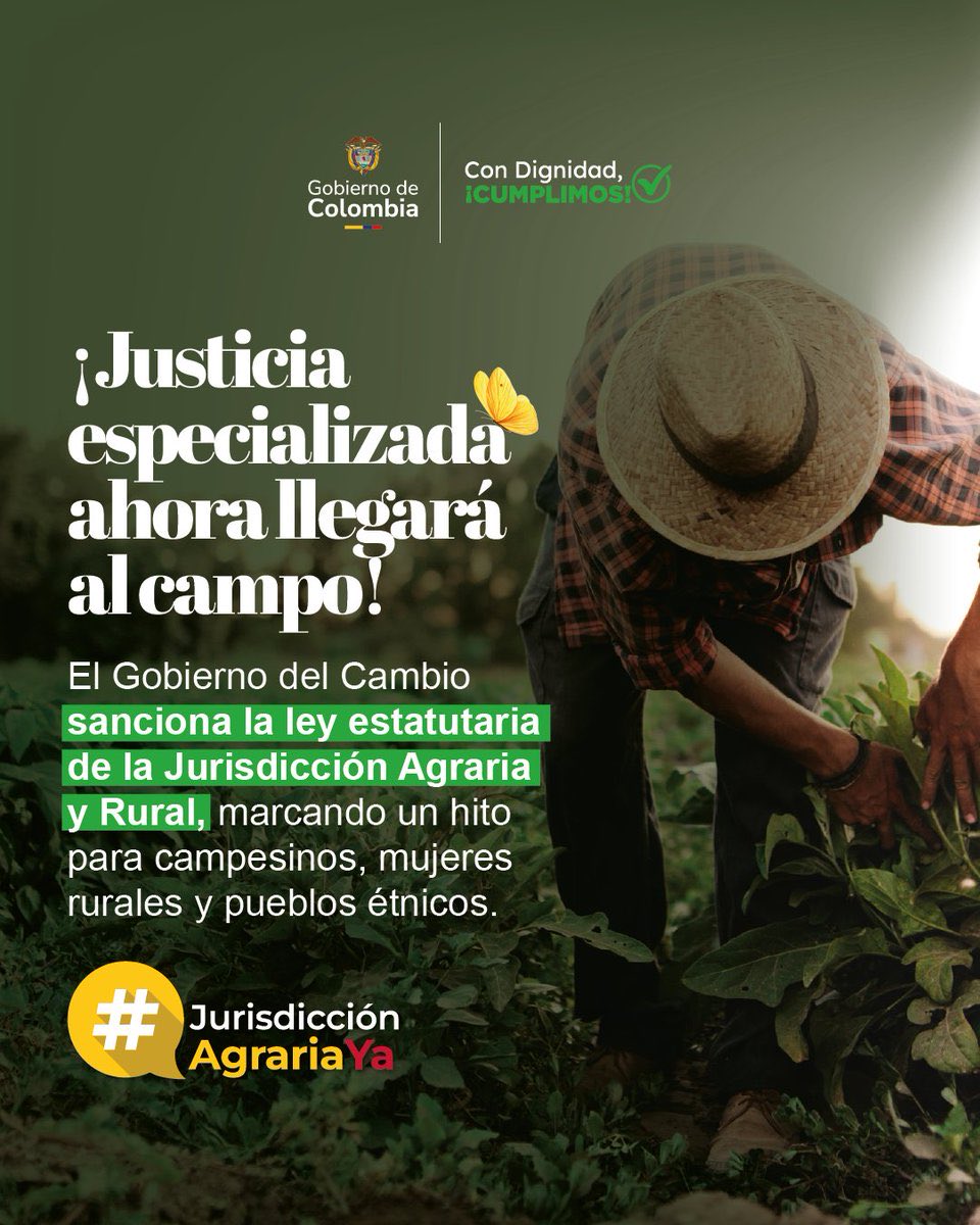 Dignidad para quienes se han tenido que aguantar guerras y ambiciones ajenas. Justicia social para quienes siembran la comida en Colombia ❤️‍🩹