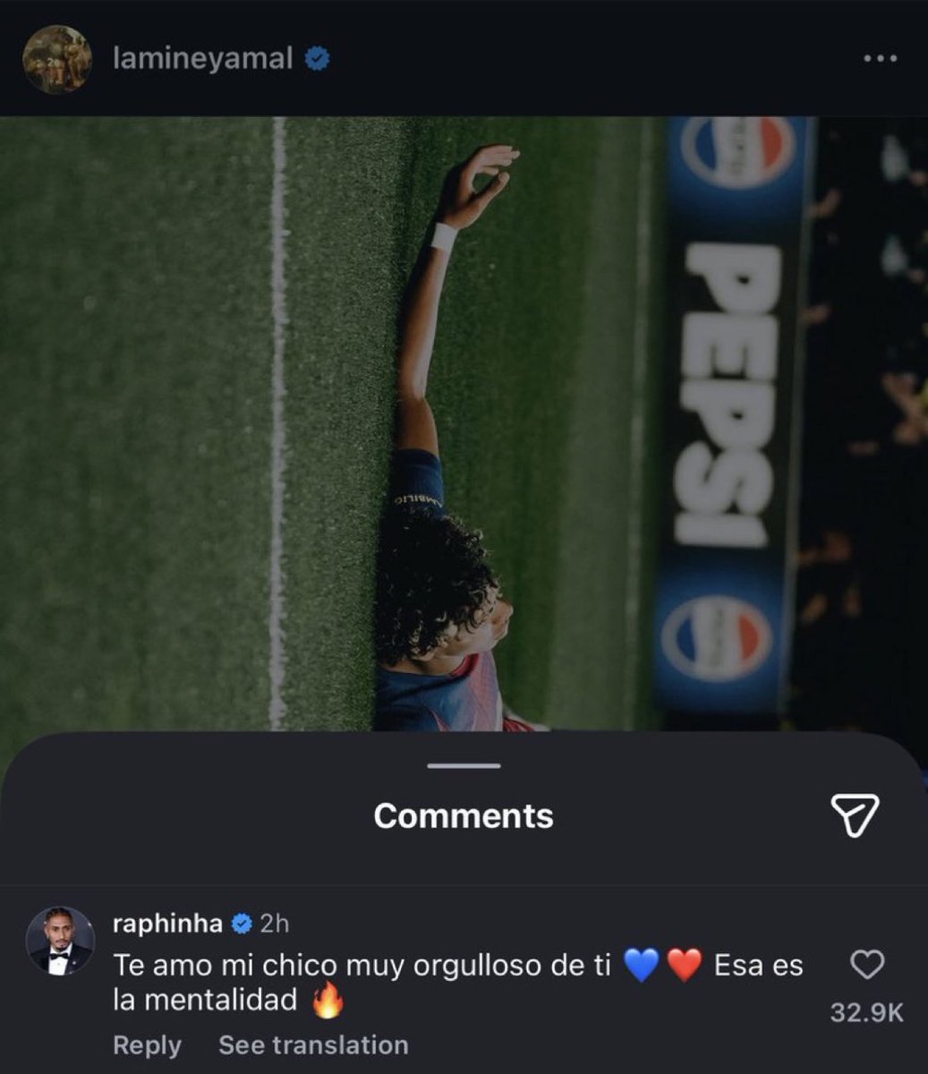 📁 La respuesta de Raphinha a Lamine Yamal en IG