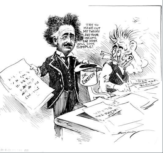 phalpern's tweet image. Even the great Albert Einstein was reportedly baffled by the complexity of income tax calculations!  

(New York Times, March 11, 1944;  classic Berryman cartoon)   

#AlbertEinstein #TaxSeason