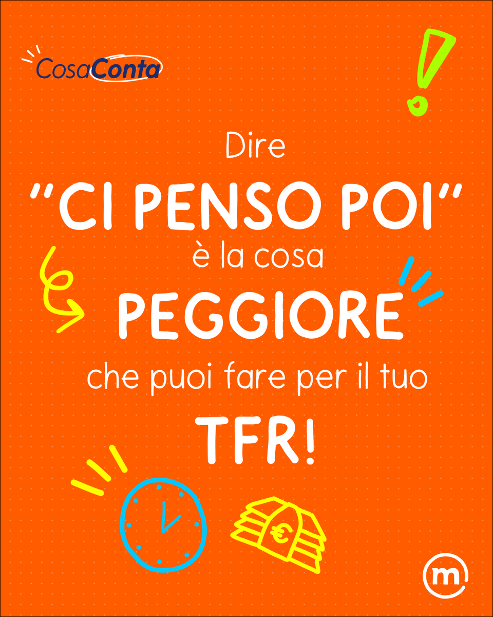 "Ci penso poi” sembra una frase innocua. Quando si parla di TFR, però, può diventare l’errore più grande. 

Tutto quello che hai bisogno di sapere sui falsi miti che girano sul TFR, nell'articolo su #CosaConta: bmed.it/tfrlasciatoina…

#MediolanumEdu