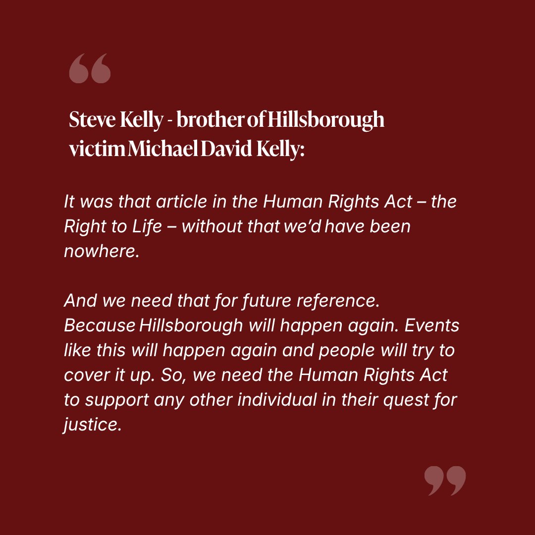 JUSTICEhq's tweet photo. Today marks 37 years since Hillsborough. 

The Human Rights Act helped families win a new inquest to uncover the truth and get justice.  
 
We must build on this &amp; implement the long-overdue Hillsborough Law to keep public bodies honest about state disasters. #Hillsboroughlawnow https://t.co/XyAFudx1FK