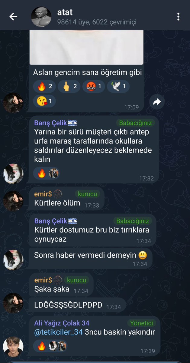 daktilock's tweet image. Telegram gruplarındaki şahıslar, ilerleyen günlerde Antep, Urfa ve Maraş bölgelerindeki okullara saldırı yapacaklarını söylediler.