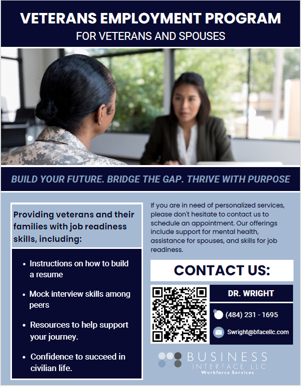 BIWorkForce's tweet photo. Leaving the military can feel overwhelming—but you don’t have to do it alone.

We help Veterans &amp; their families turn military experience into real career opportunities.

Resume help, interview prep, and support every step of the way.

📞 (484) 231-1695 https://t.co/DHK8uos0OI