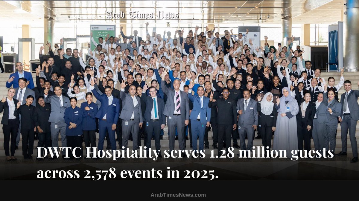arabtimesnews's tweet image. DWTC Hospitality delivered record results in 2025 by serving 1.28 million guests across 2,578 events, reinforcing Dubai’s position as a leading hub for world class events, catering, and business tourism. Photo: WAM.

#DWTC #DubaiHospitality #DubaiEvents #ArabTimesNews