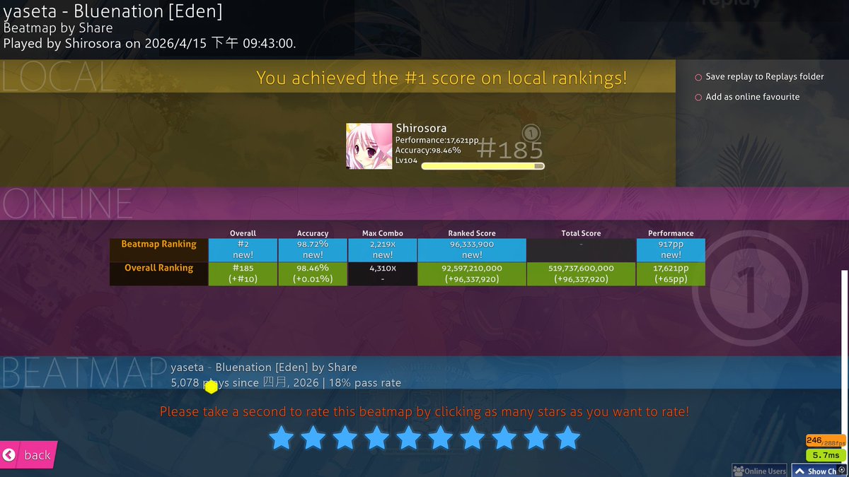 Shirosora_osu's tweet photo. SIGHTREAD 917PP HOLY SHIT https://t.co/dBL6evPhOI