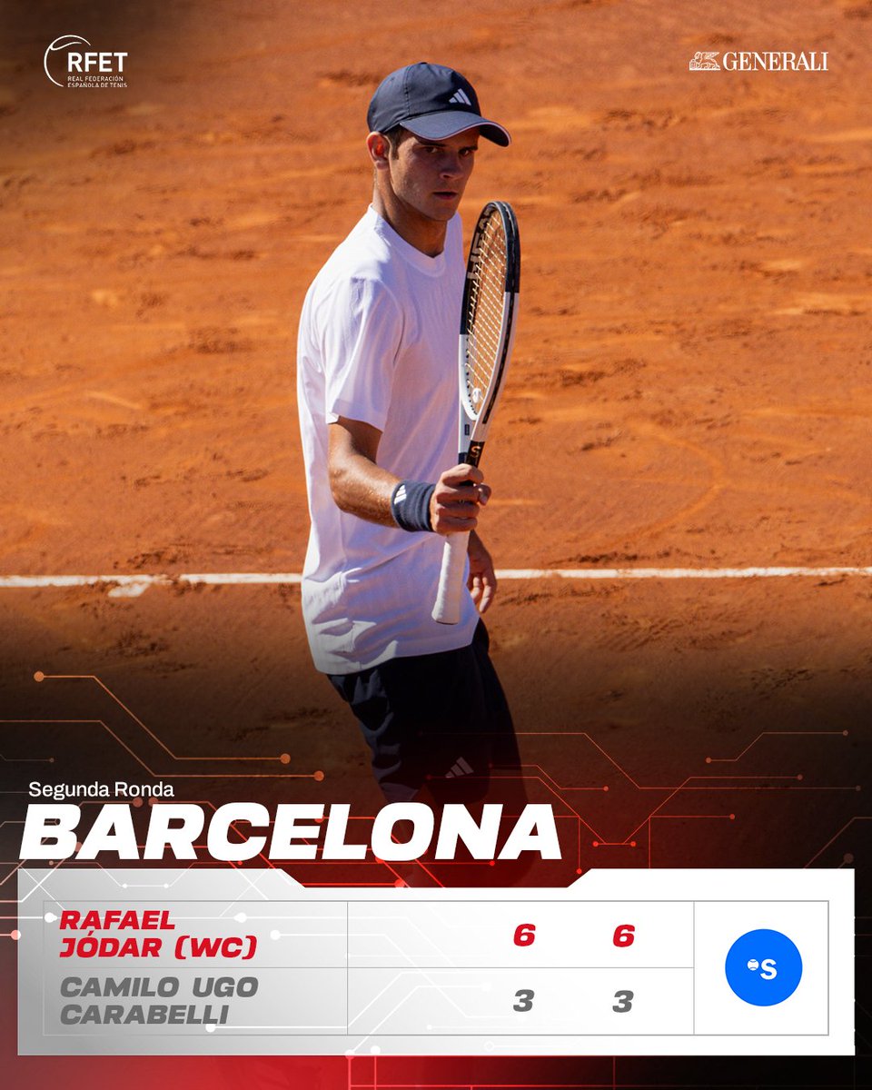 RFETenis's tweet image. Rodillo Jódar 🔥

¿Debut en el Godó? No es problema para Rafa. El madrileño de 19 años supera en dos sets a Carabelli y jugará el viernes sus primeros cuartos de final en Barcelona y en un #ATP 500

#BCNOpenBS