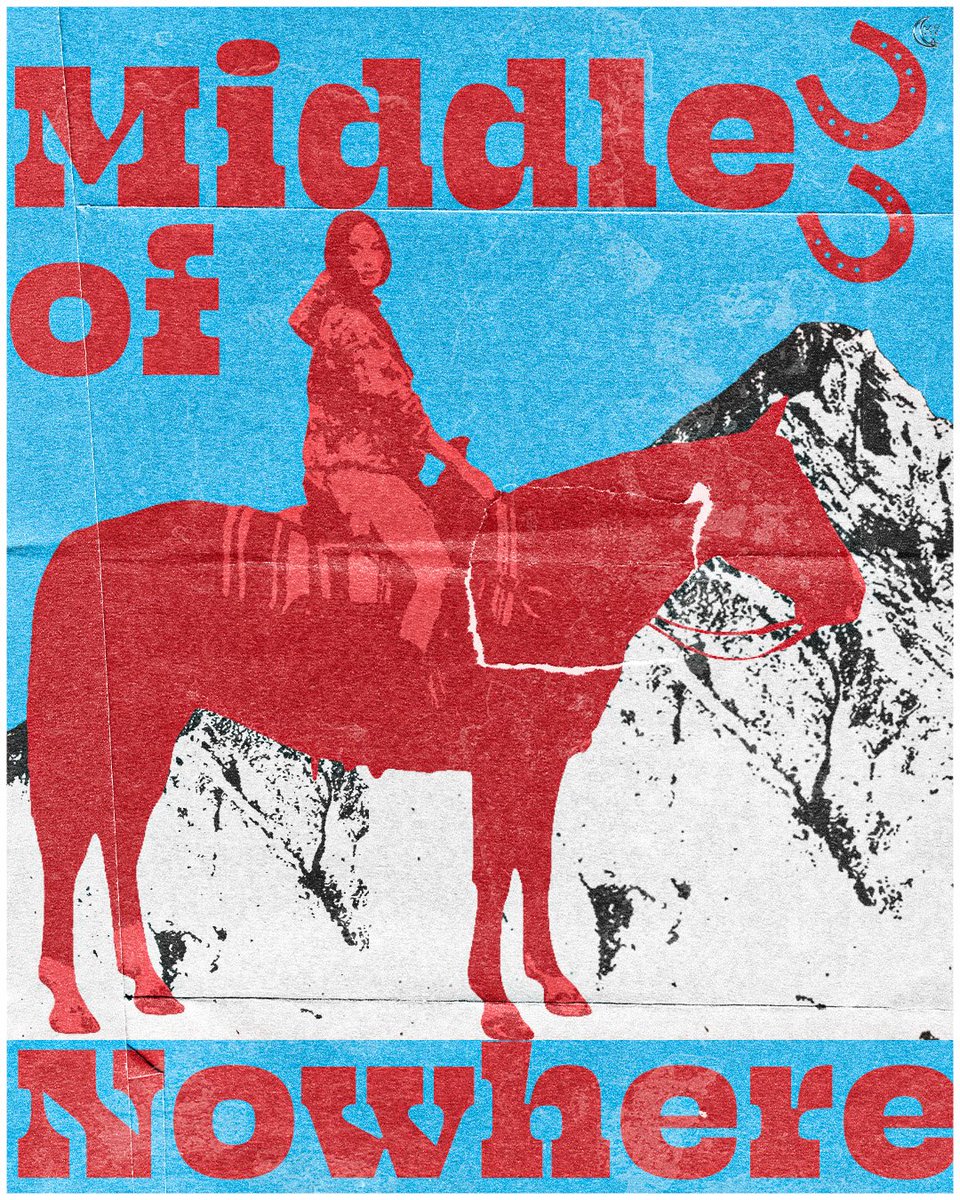 kymoneyson's tweet photo. middle of nowhere album promo poster 𐚁°˖⋆ ℧ 𓃓 .°˖⋆
[🐮] @KaceyMusgraves 
[👢] #kaceymusgraves #dryspell #middleofnowhere #kymoneyson #graphicdesign #albumposter https://t.co/FdIJEF5EvP
