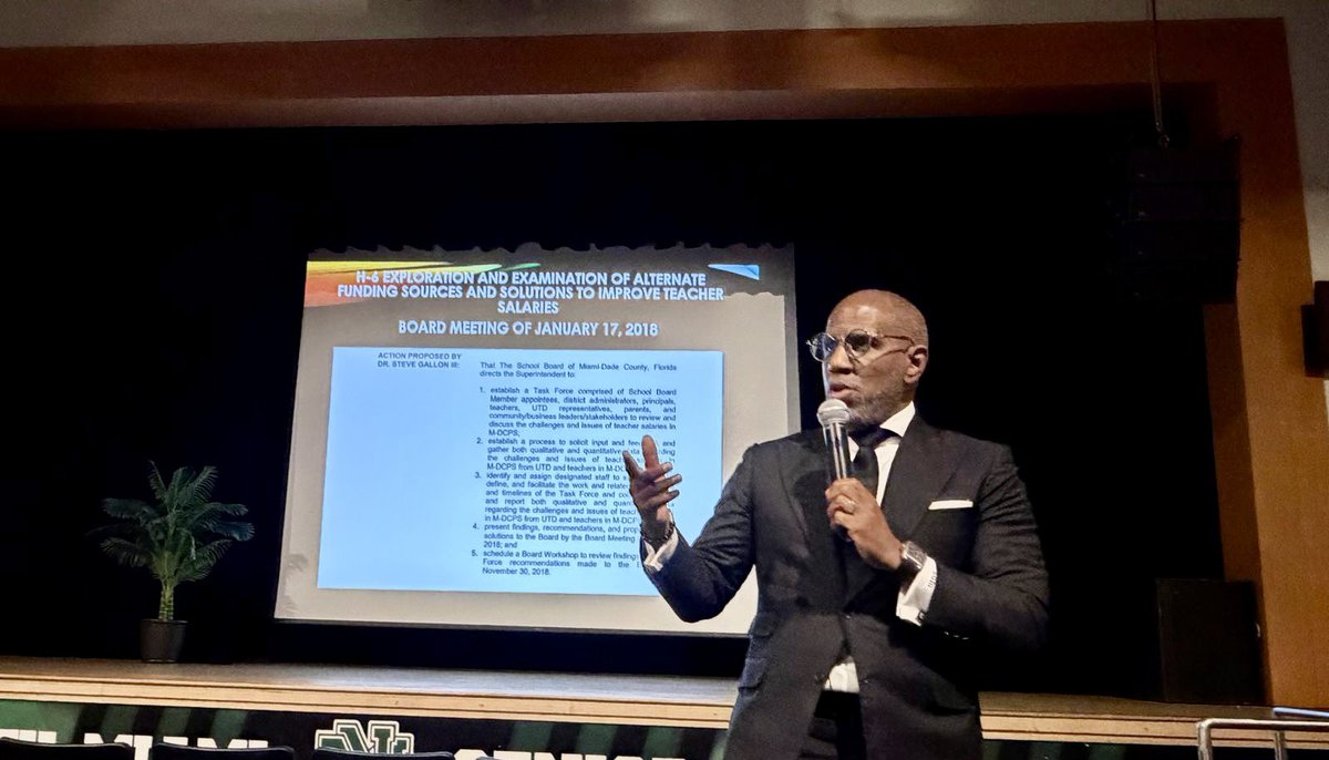 docstevegallon's tweet photo. Dr. Steve Gallon III held provided a powerful and purposeful discussion and presentation at the District 1 Town Hall Meeting around educational policy, funding, legislation, and the future of public education in Miami-Dade County Public Schools. @MDCPS @MDCPSNorth https://t.co/ZG9mu8yzWs