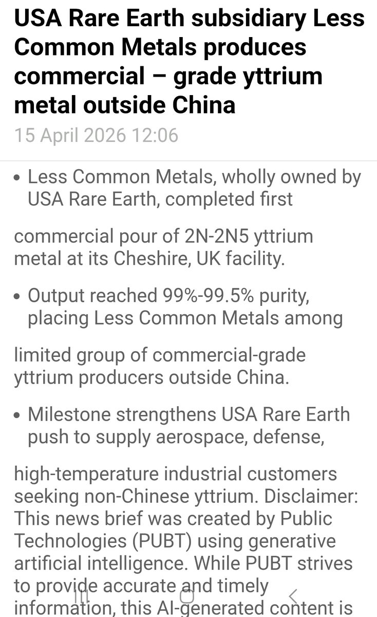 Mark_Newton1's tweet image. Pleased to have a position in $USAR +9% today on news, after researching REE &amp;amp; UK based Less Common Metals. #yttrium

With funds from selling #BMV yesterday, I've added to my position in #PRE #Pensana expecting exciting news very soon #magnets #rareearths