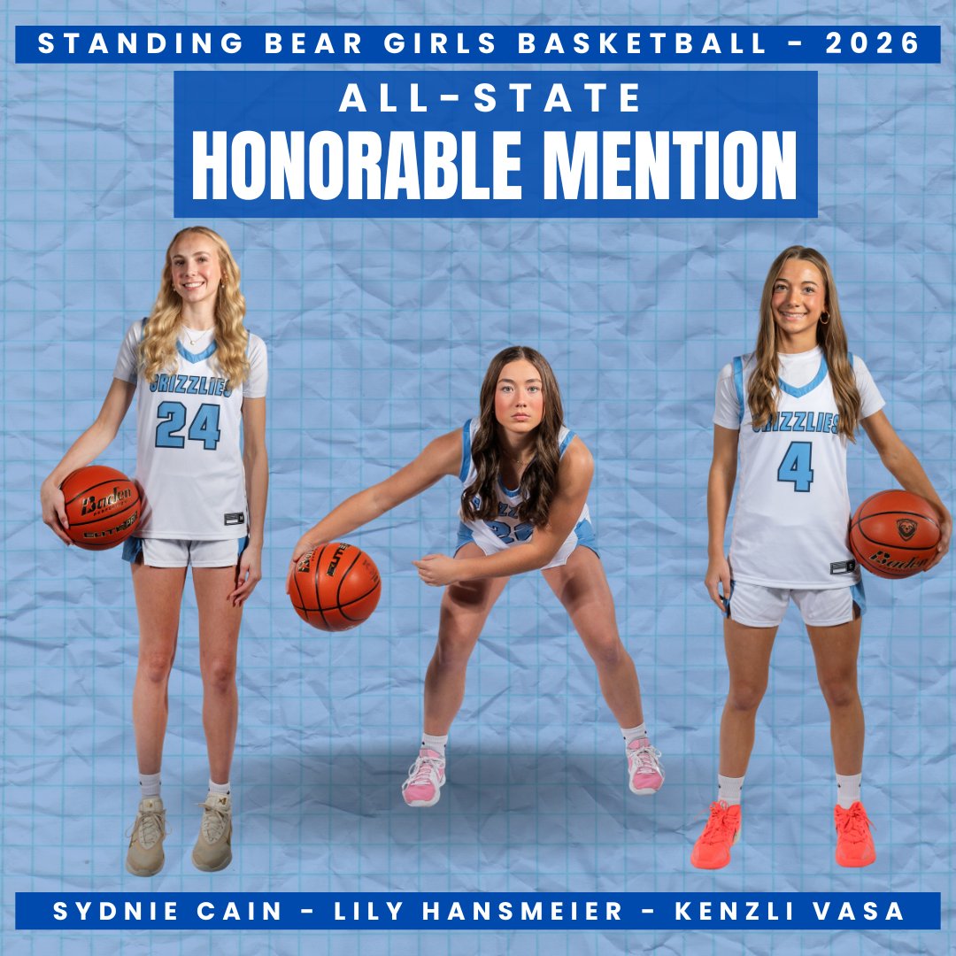Congrats to Sydnie, Lily, and Kenzli on receiving Honorable Mention All-State! #GoGrizz