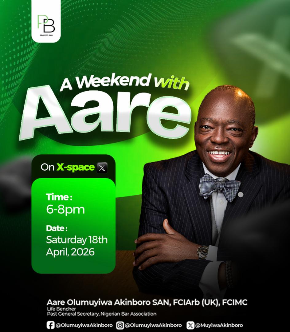 Dear Colleagues and Friends,

I’ll be live on X Space…
to reflect, listen, and Engage with you this weekend.

Because leadership is not just about being heard, it’s about hearing the people who matter.

🗓 Saturday, 18th April 2026
⏰ 6:00PM – 8:00PM

x.com/i/spaces/1wxWj…