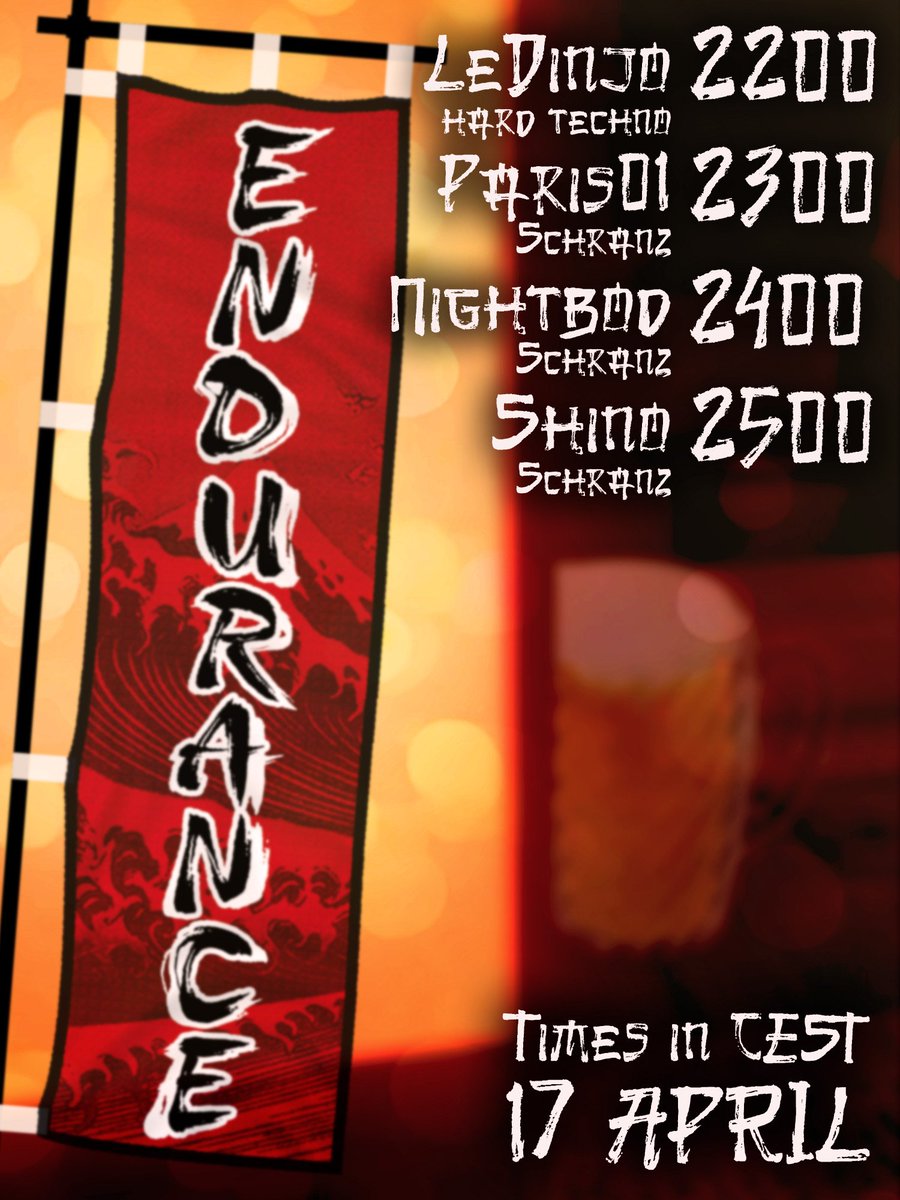 VibeTribeVRC's tweet image. 🚨VTVR ENDURANCE 040🚨
⚡️HARD TECHNO &amp;amp; SCHRANZ NIGHT⚡️

✨DJs
🌟@LeDinjo
🌟@DJ_PARIS01
🌟@Nightbod
🌟@shinokumaVR

▶️FRIDAY
⏯️17/04

🌐2000UTC
🇬🇧2100BST
🇪🇺2200CEST

🇺🇸1300PDT
🇺🇸1600EDT

🇯🇵0500JST(+1DAY)

🛜discord.gg/8BqK4dFXpb

🎨poster by @VivianX_VRC