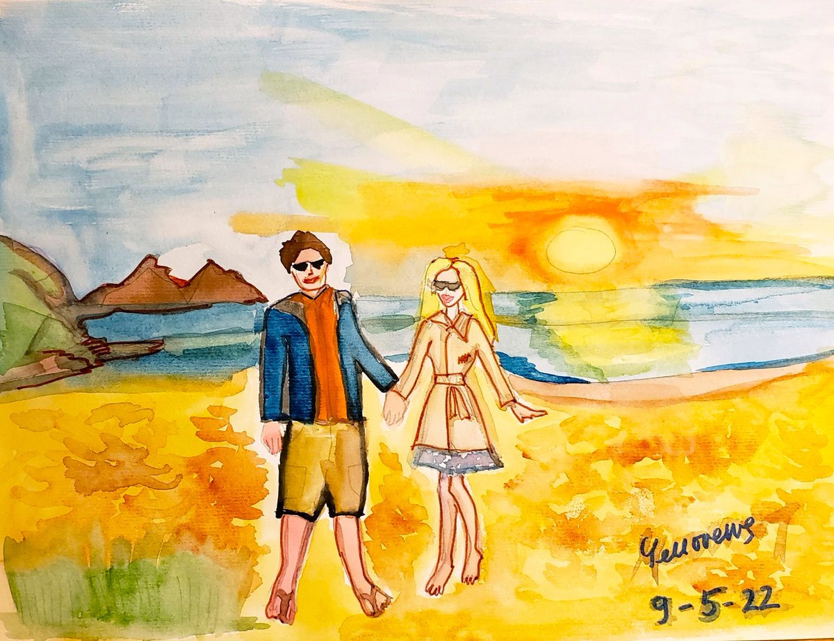 GenovevaUzunov1's tweet image. My Watercolor Painting "Lovers Watching the Sunset at Holywell Bay Beach, Cornwall"

This #art piece captures a cherished memory with my sweetheart Lloyd. Known for its iconic #sea and sweeping dunes, Holywell Bay offers some of the most breathtaking #sunsets in the world.