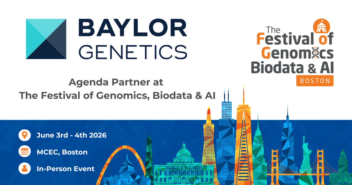 FLGenomics's tweet image. We’re looking forward to hearing from @BaylorGenetics at The Festival of Genomics, Biodata &amp;amp; AI in Boston, where they will join us as an Agenda Partner! Don’t miss their talk, register now: hubs.la/Q04c5-ZR0 #FOGBoston #genomics #biodata #AI