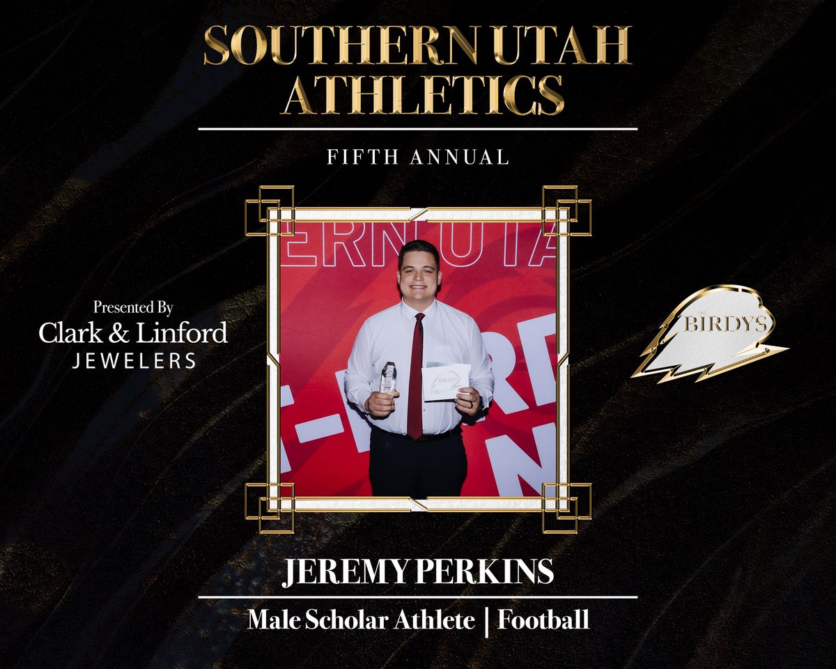SUUThunderbirds's tweet photo. Congratulations to Jeremy Perkins for earning the Male Scholar Athlete Award at the 2026 BIRDYS 🏆 

#TBirdNation ⚡️ #RaiseTheHammer https://t.co/2xpyDLv6z2