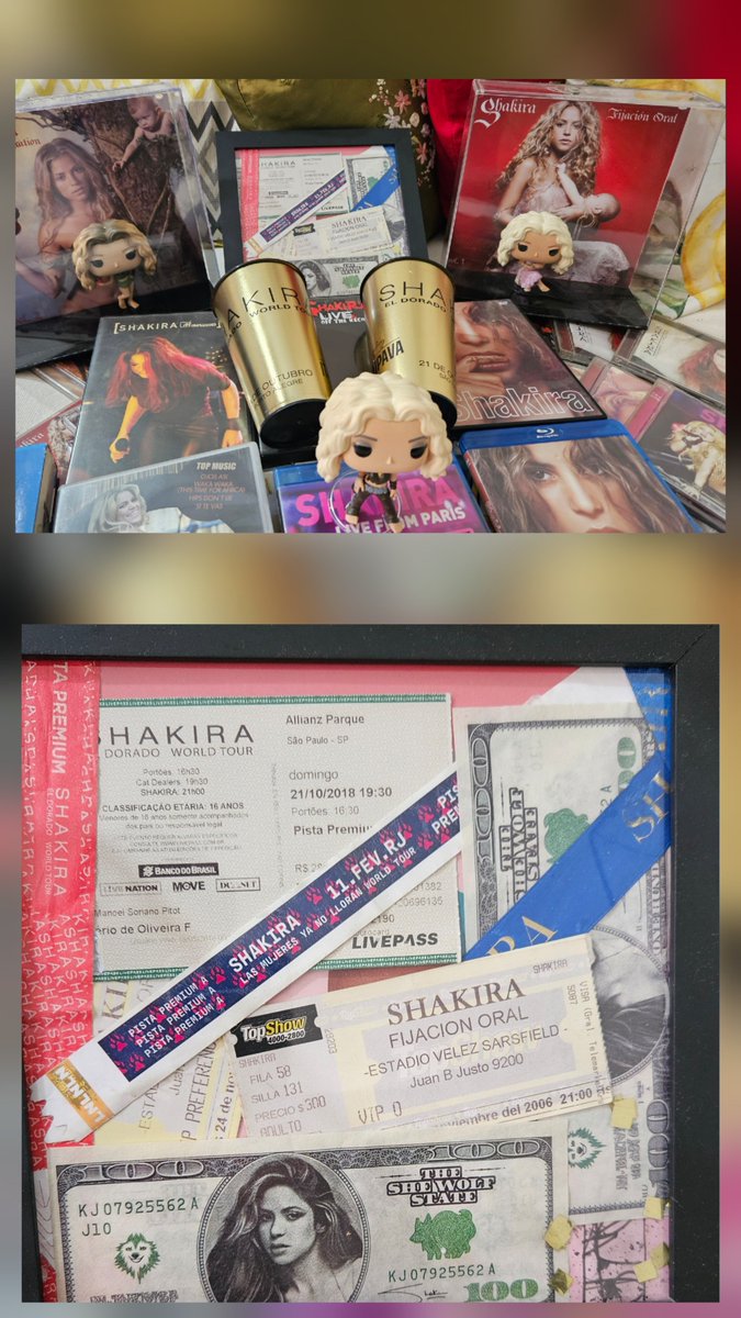 Ro_gers's tweet photo. @santander_br @ShakiraPDBrasil @Shakira_Brasil Ser fã de vdd é ter camiseta feita pra cada show, é comprar CDs/DVDs iguais pra ter todas as versões possíveis. É guardar emoldurado tdos os ingressos de shows e lembranças - até papel picado! Agora só falta um VIP pra esse show histórico. Me ajuda, Santander #SantanderConLaReina https://t.co/NHoK9BhvOj