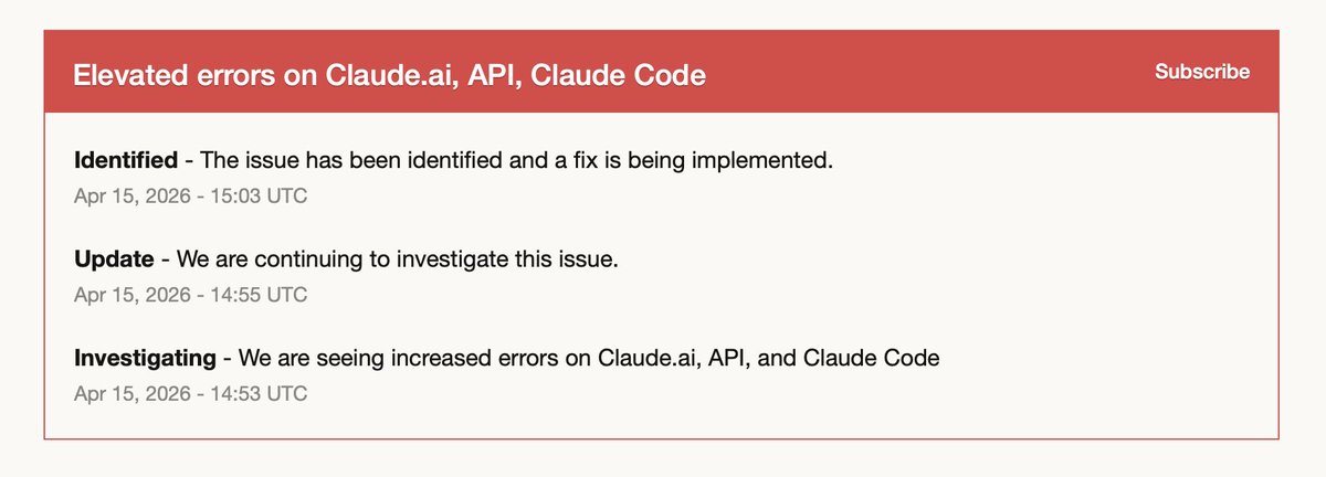 Claude Code is down so I can’t continue building the app no one asked for and no one needs