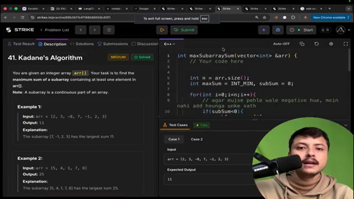 CodeMindsCraft's tweet image. Day 21 of DSA 📘
​📌 Today’s Progress:
• 📊 Max Difference: Optimized using Suffix Max pre-computation.
• ⚡ Kadane’s Algorithm : O(n) Max Subarray Sum.
• 🌧️ Trapping Rain Water: Solving the classic height-based constraint problem.
​@rohit_negi9 #DSA #STRIKE #CoderArmy #Cpp