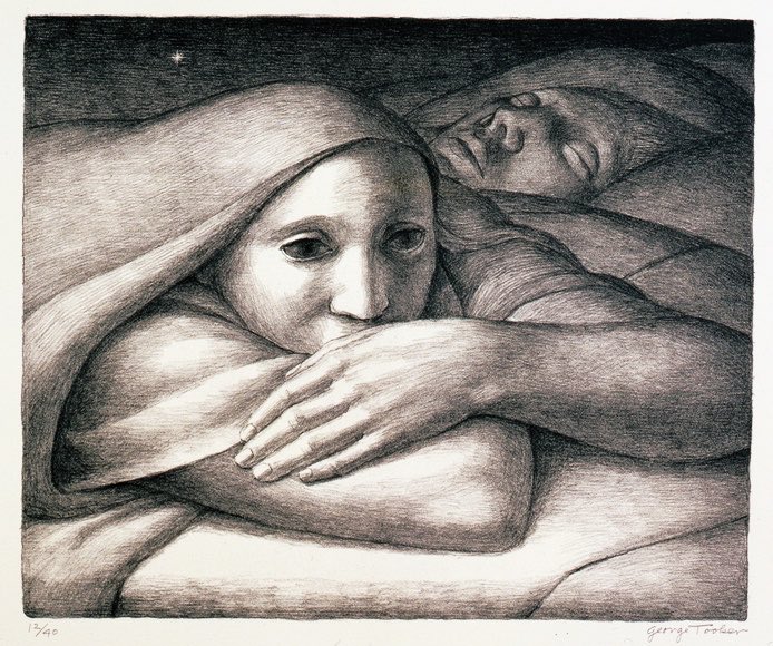 humanpilot's tweet image. Night - Lithograph by George Tooker #art #artists