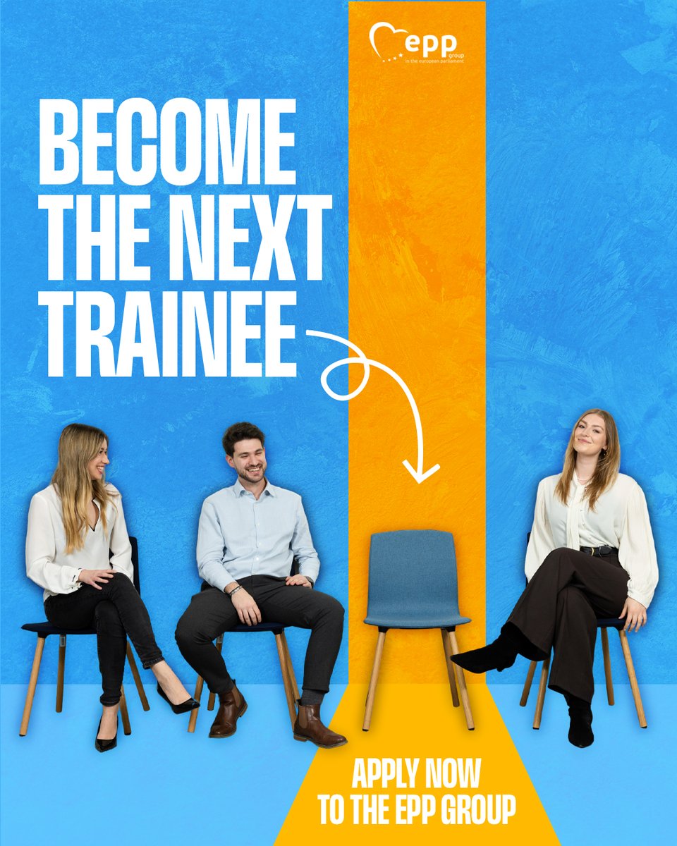 EPPGroup's tweet photo. Kick-start your career at the EPP Group! 

We offer a paid 5-month traineeship to help you develop your skills and dive into EU politics inside the European Parliament.  

📅 Join us: apply before 15 May! 

#EUTraineeships #EUCareers https://t.co/zRAgINEtZ3
