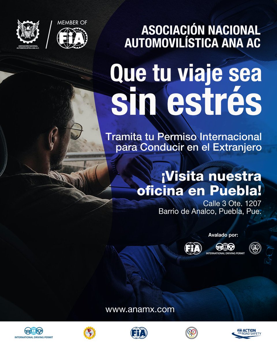 ¿Todo listo para el viaje? Maneja sin preocupaciones. Tramita tu Permiso Internacional para Conducir en el extranjero. Visita nuestra web oficial, no te dejes engañar por oficinas falsas. ow.ly/TLzZ50YJ3YV / 222 227 6356 / Avalado por la FIA - FITAC y ONU