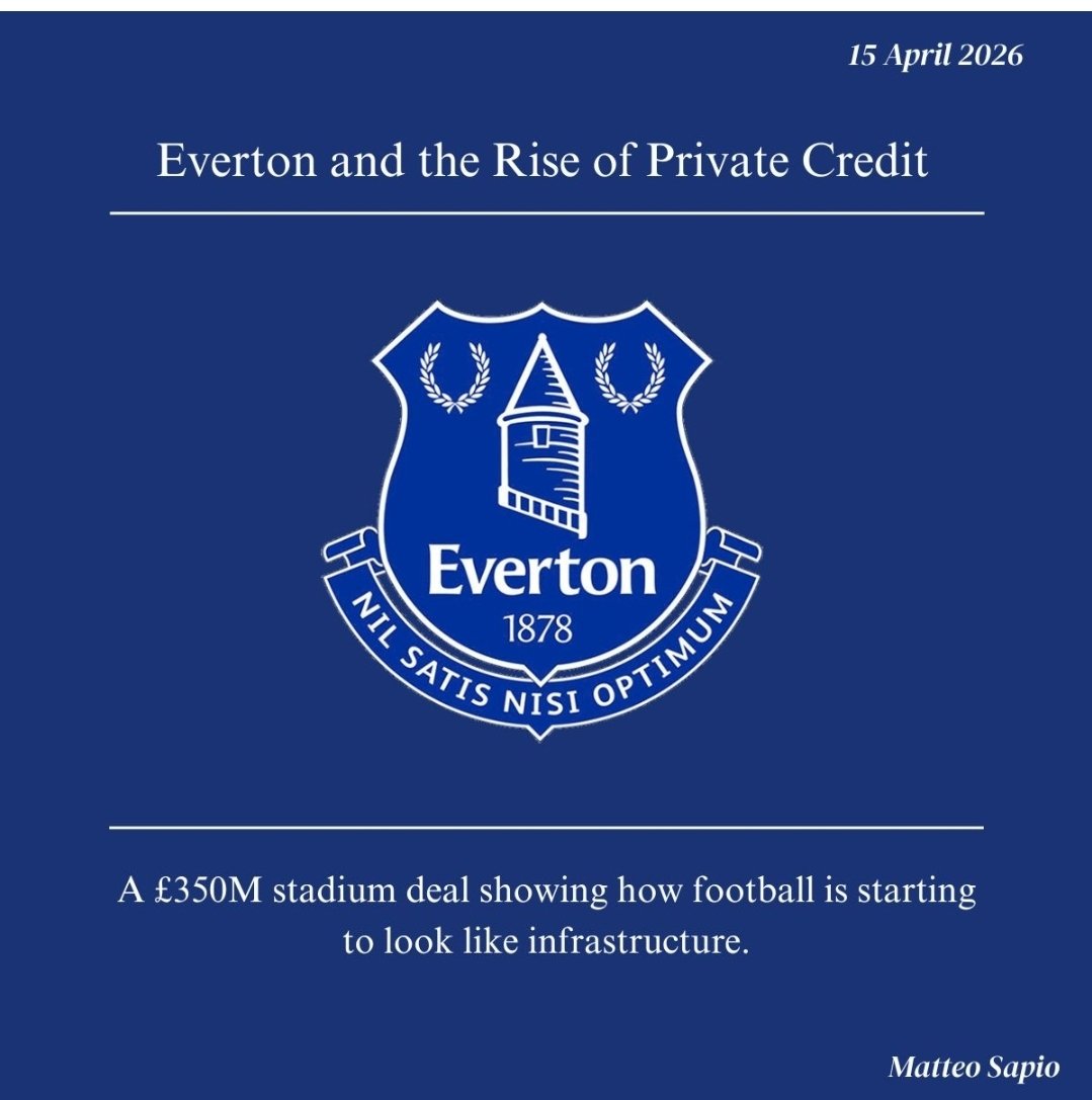 CitizenSuburbia's tweet photo. Spotted this article 👇🏿 by an analyst at Standard Football, a global football advisory firm.

It examines the role Private Credit had in refinancing the club's stadium.

Whats Private Credit? Its a sector comprising private credit funds that provide large debt funding to corporates or projects. So it would include credit funds that providing long term loans for infrastructure, such as airports, roads and stadiums.

Private Credit charge higher rates than banks but lower than high yield debt providers (such as RMF or MSP).

These private credit funds are backed by large asset managers, insurance companies and pension funds, who sit on large amounts of cash seeking a stable, long term home with acceptable risk and higher yields than bank deposits or government treasuries.

The analysis confirms what we always knew: finishing the stadium opened the door to cheaper, long term credit for Everton.

How do we know stadium completion was a key milestone to the 30 year, £350m financing at c7.5% interest which JP Morgan arranged?

That financing was completed in February 2025, by which stage 95% of construction had completed & BMD was entering the test phase.

The completed HD stadium is now already demonstrating its ability to generate revenues independently of Everton: hosting the 2028 Euros, Scotland v Cote D'Ivoire, Rugby League Ashes, Rugby League super week-end, etc.

So the stadium financing was marketed as not just taking risk on Everton's finances, but on the ability of the stadium to successfully host multiple events. This means a diversity of revenue streams from different sources, which lowers the perception of risk.

Evertonians of a certain vintage will remember when the club securitised season tickets to raise cash from the now defunct Bear Stearns.  The stadium financing for HDS is in a completely different league.

The big question all this raises, for me, is why the club felt the need to increase ST prices.  HDS is clearly a viable earner of non-Everton revenues. The incremental revenue raised from ST hikes - of between £1m to £2m - is the equivalent the profits the stadium would make from hosting a couple of events.

What's more, this earning capacity from diverse events has been recognised by the Private Credit markets, who provided excellent terms on a huge £350m facility.

 So it points to a culture of hyper commercialisation being applied. I'm all for the club being hyper commercialised to extract every penny from sponsorships, corporate hospitality or HDS hosting events, but find it baffling why they would follow through on STs when the extra revenue is so small, but the added price increase so painful for so many supporters.

Especially when you have neutral parties below 👇🏿openly commending the stadium & demonstrating its capacity to raise funding because of its diverse revenue generating capacity.