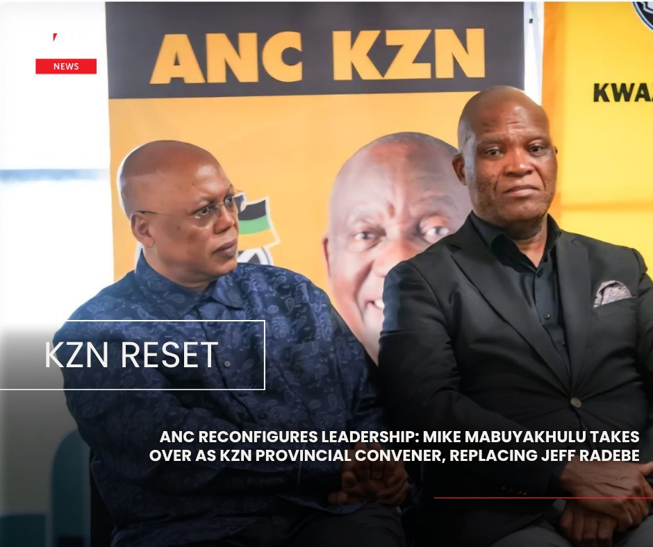 IOL's tweet image. ANC secretary-general Fikile Mbalula announces Mike Mabuyakhulu as new KwaZulu-Natal provincial convener, replacing Jeff Radebe as party restructures leadership to drive election campaign and organisational renewal ahead of polls process. 
#ANC #FikileMbalula #MikeMabuyakhulu