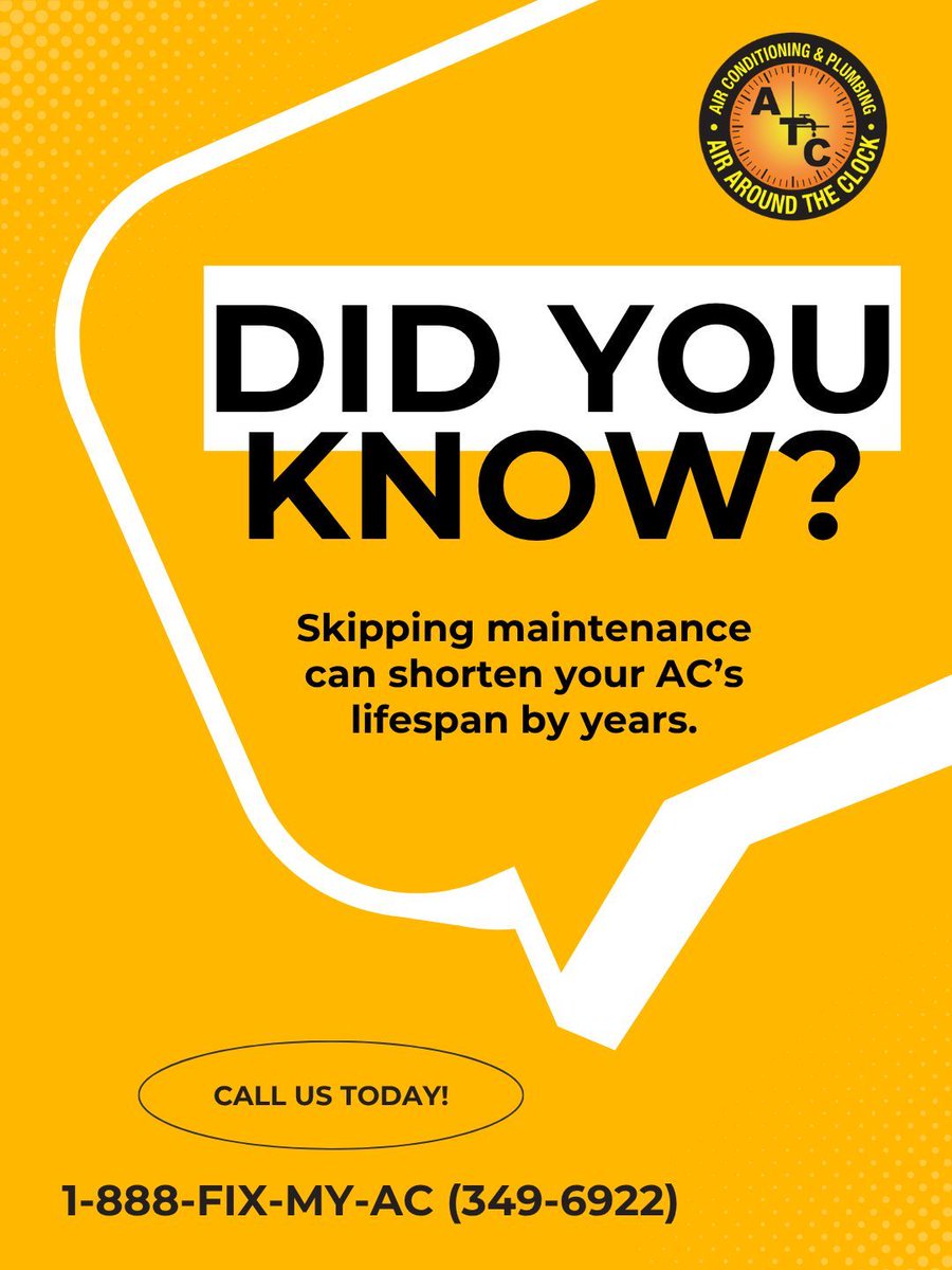 AirAroundClock's tweet photo. Skipping maintenance doesn’t just cost you now — it can take years off your AC’s life ❄️⏳Stay ahead of the South Florida heat before it turns into a bigger problem ☀️
Call Air Around The Clock today at 1-888-FIX-MY-AC!
#SouthFloridaHomes #FloridaHeat #ACRepair #HVACService https://t.co/uftEOqZQfM