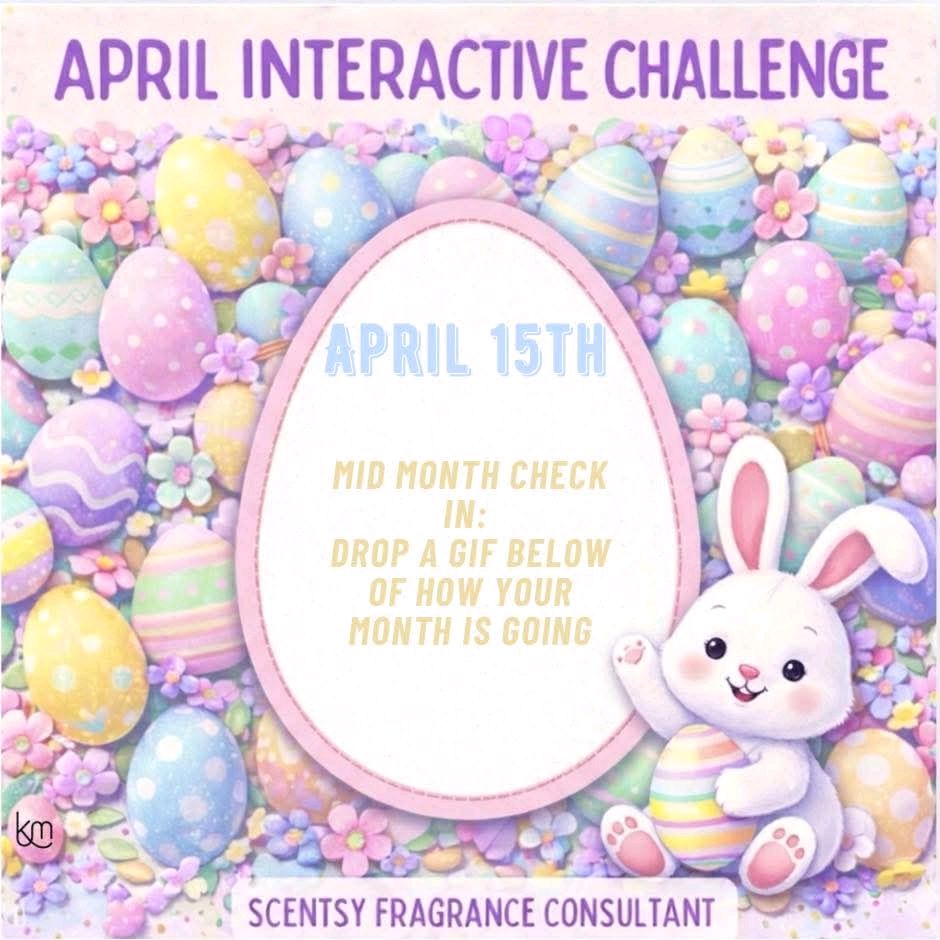 scentscircle's tweet image. 🐰 Mid-month check-in! 🌸 April 15th is here, and we’d love to see how your month’s going - drop a GIF below to share your vibes! Let’s have some fun! 💕 #AprilChallenge #CommunityVibes #CozyAndChic

scentswithhaileyb.scentsy.us/party/19533778…