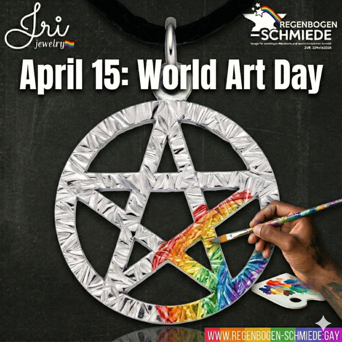 RegenbogenSchmi's tweet image. Magic is in the making! 🎨✨

This #WorldArtDay, we’re celebrating the brushstrokes that turn silver into a #rainbow #Pentagram.