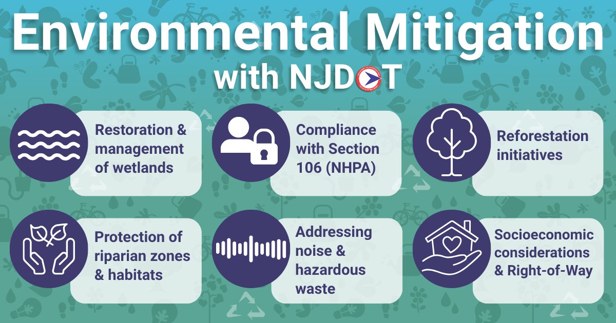 NewJerseyDOT's tweet image. NJDOT believes in preserving the integrity of #NJ communities. During the early stages of concept development, our team identifies environmental impacts in accordance with the National Environmental Policy Act (#NEPA).