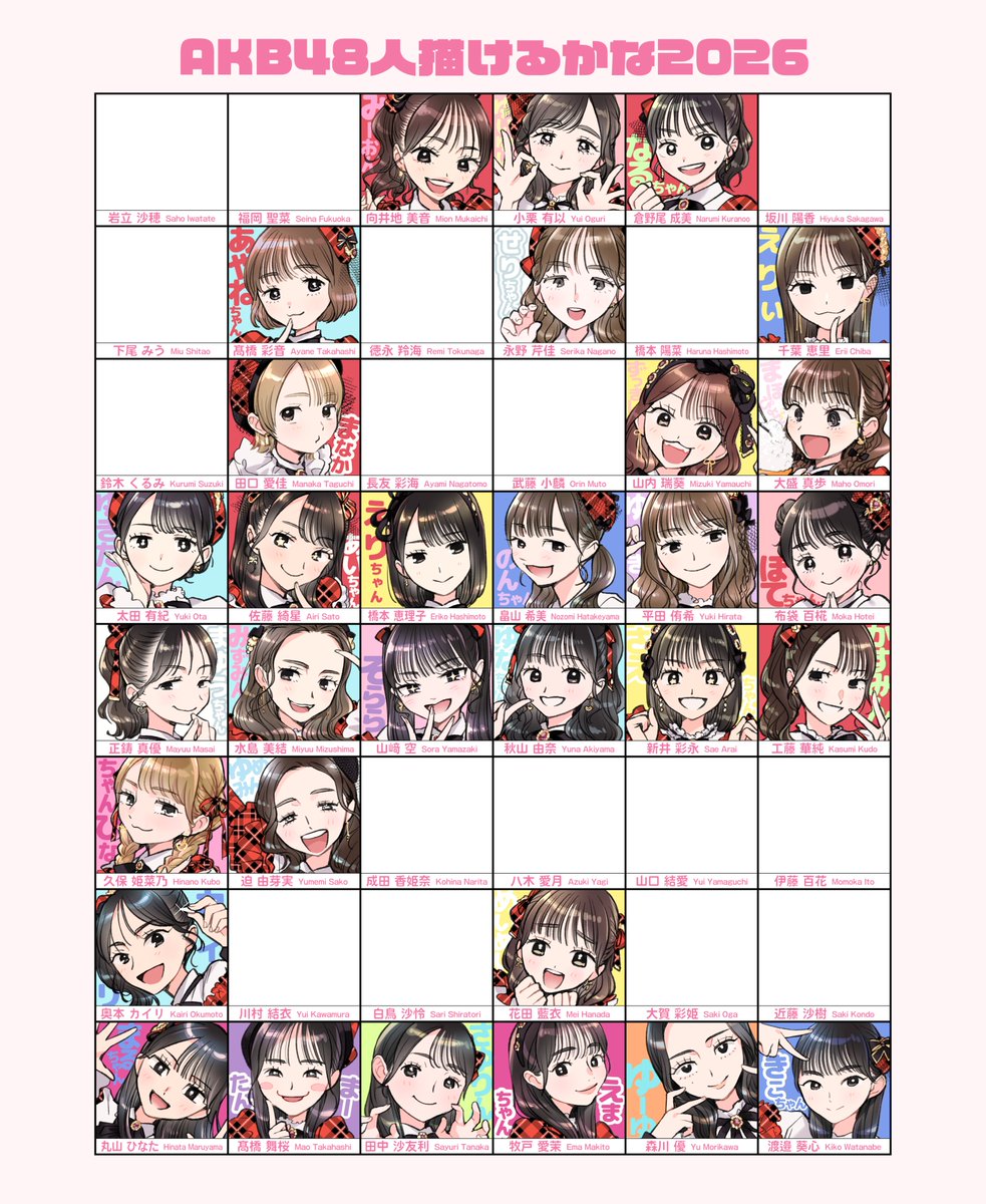 #AKB48人描けるかな2026
31日目👌❤️❤️
AKBの切り込み隊長 #田口愛佳(@48manaka_16)さん!
ボーカルもMCもダンスもグラビアもバラエティもなんでもできる。かわいいもかっこいいもセクシーもなんでもできる。本当にすごい。
同じくなんでもできる同期くるるんとのコンビが柔と剛って感じでいい。 