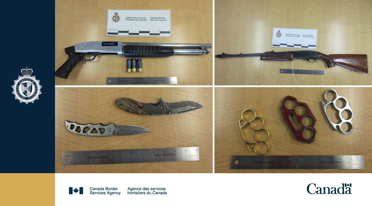 CanBorder's tweet image. Disrupting weapons smuggling: after seizing a stun gun at the #GTA Mail Centre, #CBSA investigators in #Ottawa found 3 prohibited firearms and other weapons. 2 individuals face multiple charges. Read more: canada.ca/en/border-serv…