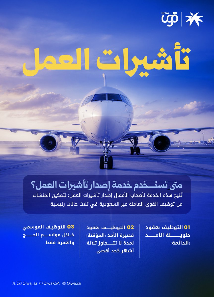 تعرف على أنواع تأشيرات العمل المتاحة عبر #قوى: