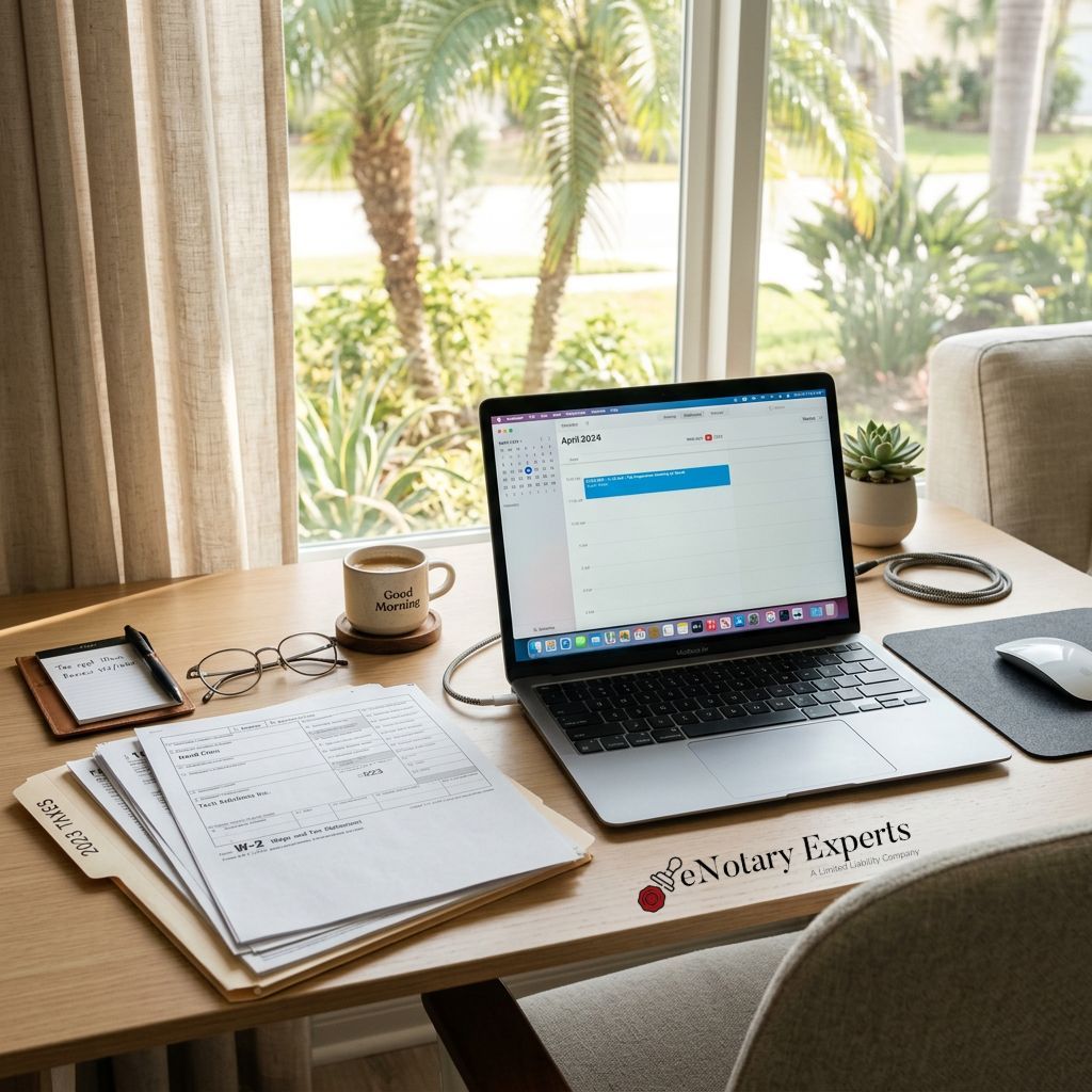 eNotaryExperts's tweet image. Tax Day: Most 1040s need no notary — just collect W-2s &amp;amp; 1099s. Need a POA or affidavit notarized? Schedule RON by appointment with eNotary Experts. Secure from home. eNotaryExperts.com #RONFlorida #TaxDay #RemoteNotarization #FloridaNotary