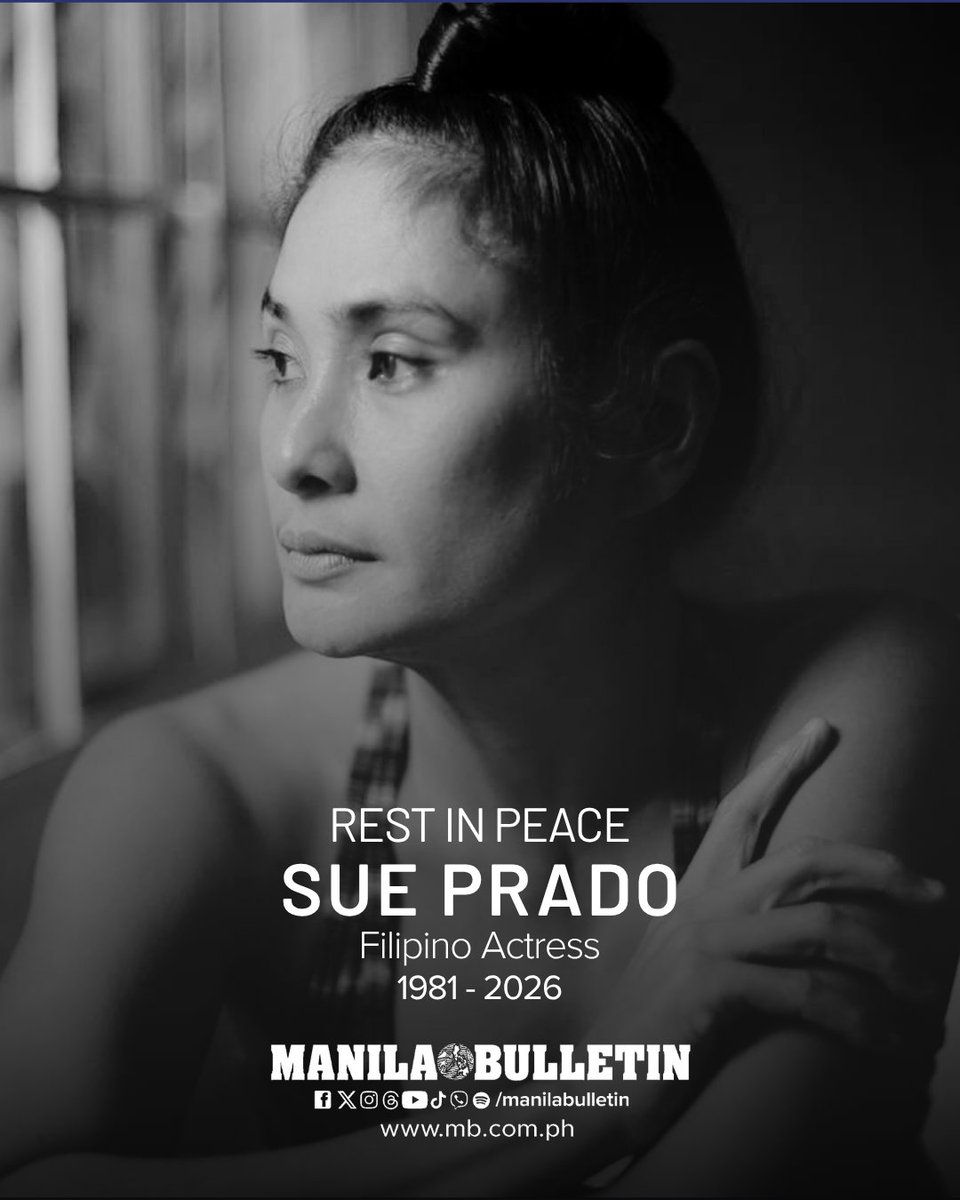 manilabulletin's tweet image. Filipino actress Sue Prado, known for her performances in Philippine New Wave cinema, including Oro and Barber's Tales, has died at the age of 44, her family confirmed in a Facebook post.

She was also active in film, television, and theater, and was a recognized figure in the
