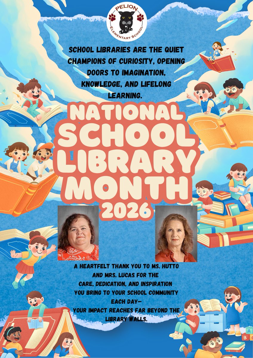 PES_PantherNews's tweet image. Attention PES Family! April is National School Library Month! We would like to show our #PantherPRIDE to Ms. Hutto and Mrs. Lucas for all that they do! They truly #LevelUp and #InspireGreatness! WE LOVE YOU!! @principalgerald @ShirleyWaldy @DeanneRicard
