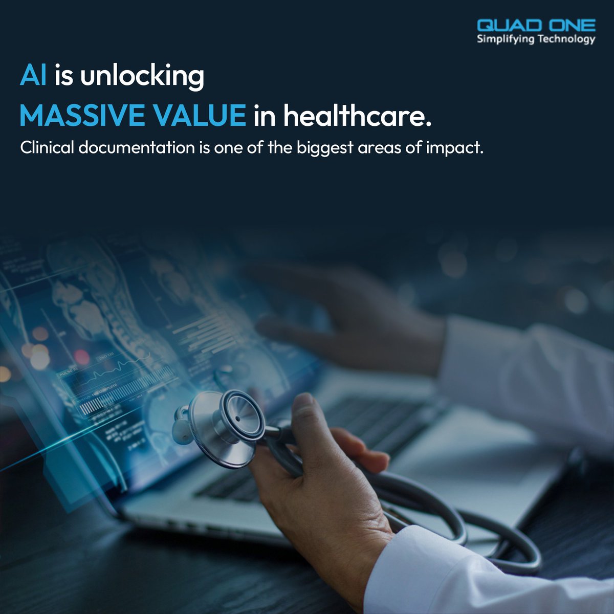 quadone's tweet photo. At Quad One, we’re turning that potential into real, practical solutions one use case at a time.

hashtag#AIinHealthcare hashtag#HospitalCRM hashtag#GenAI hashtag#ClinicalDocumentation
hashtag#QuadOneTechnologies hashtag#HealthTech hashtag#PatientExperience https://t.co/wwb5SeZisf
